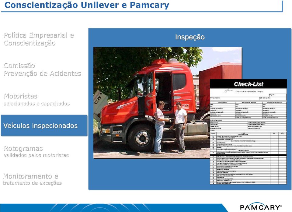 Motoristas selecionados e capacitados Veículos inspecionados