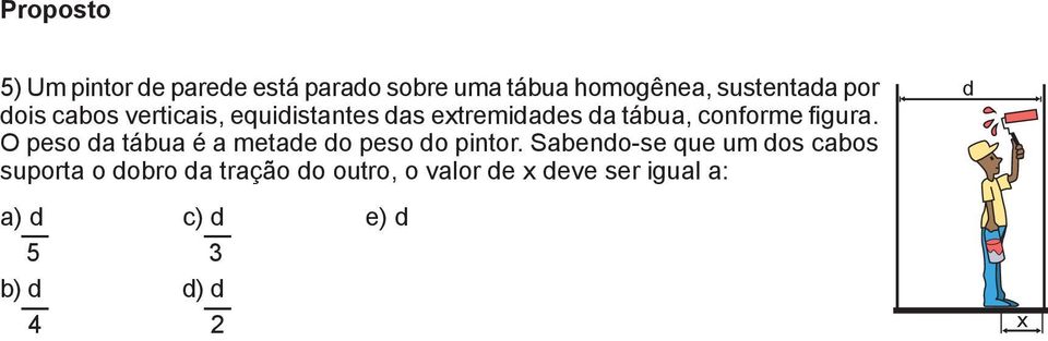 O peso da tábua é a metade do peso do pintor.