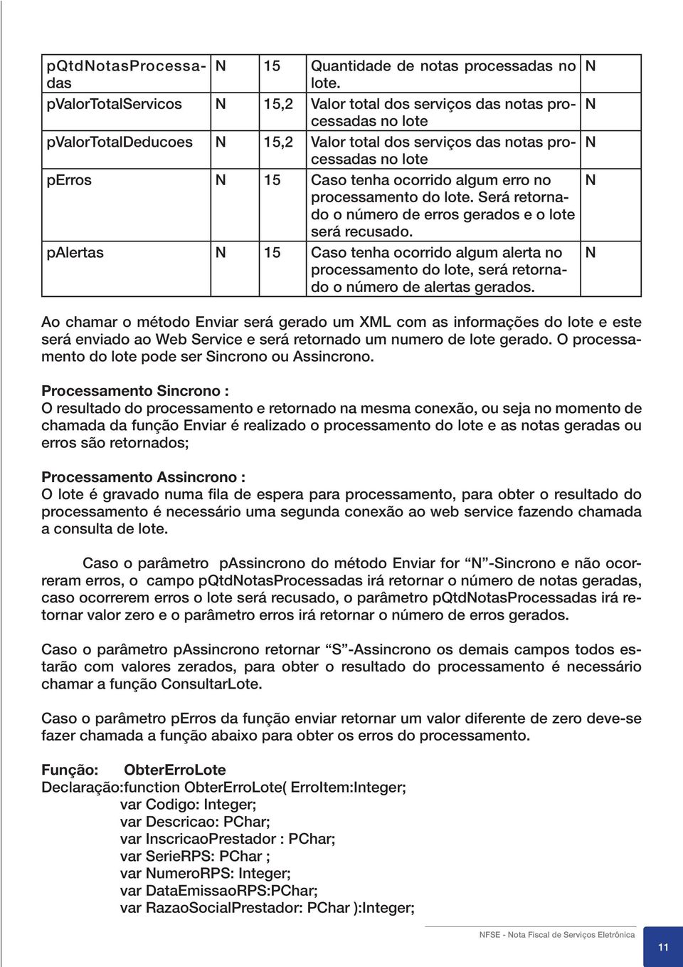 no processamento do lote. erá retornado o número de erros gerados e o lote será recusado.