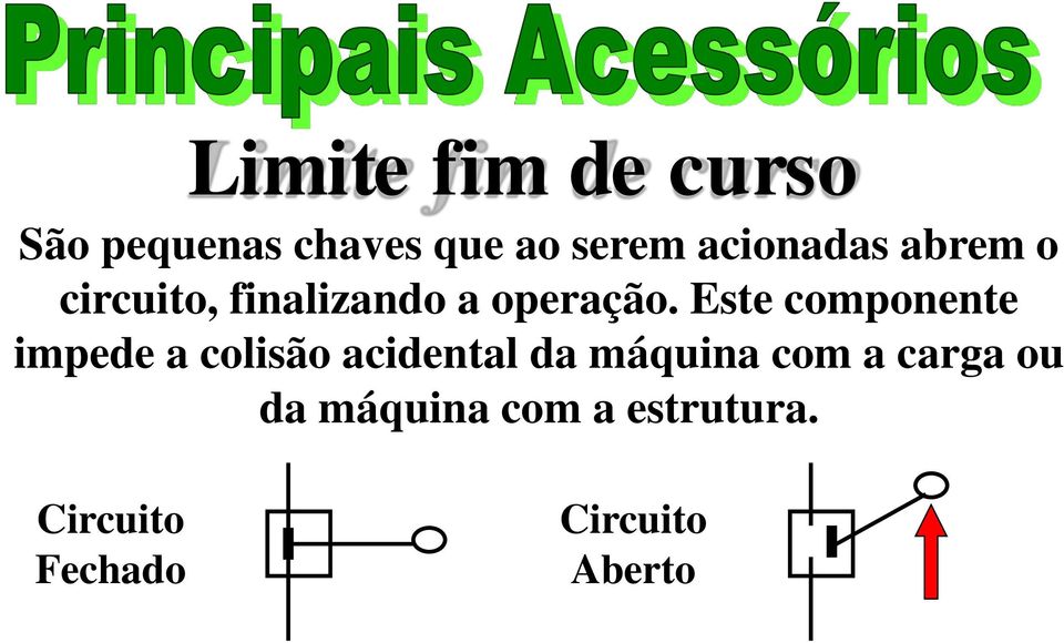 Este componente impede a colisão acidental da máquina com