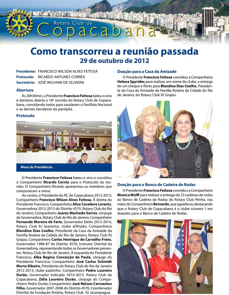 Mensagem em Homenagem ao Casal Governador Alice Lorentz e Juarez Garcia e  ao 63º Aniversário do Rotary Club de Copacabana - PDF Free Download