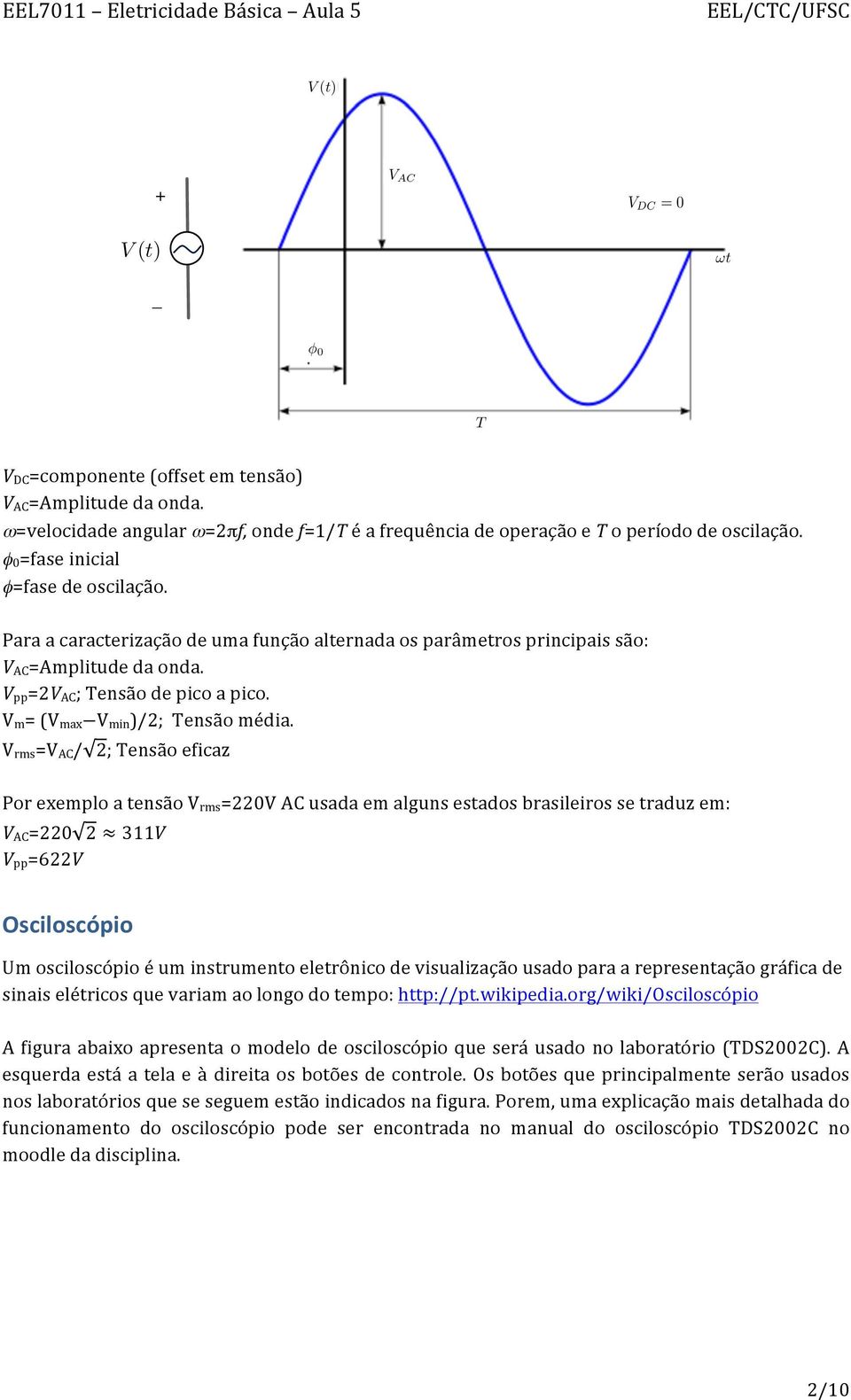 V m= (V max V min)/2; Tensão média.