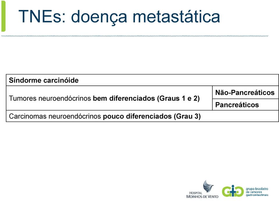 (Graus 1 e 2) Carcinomas neuroendócrinos pouco