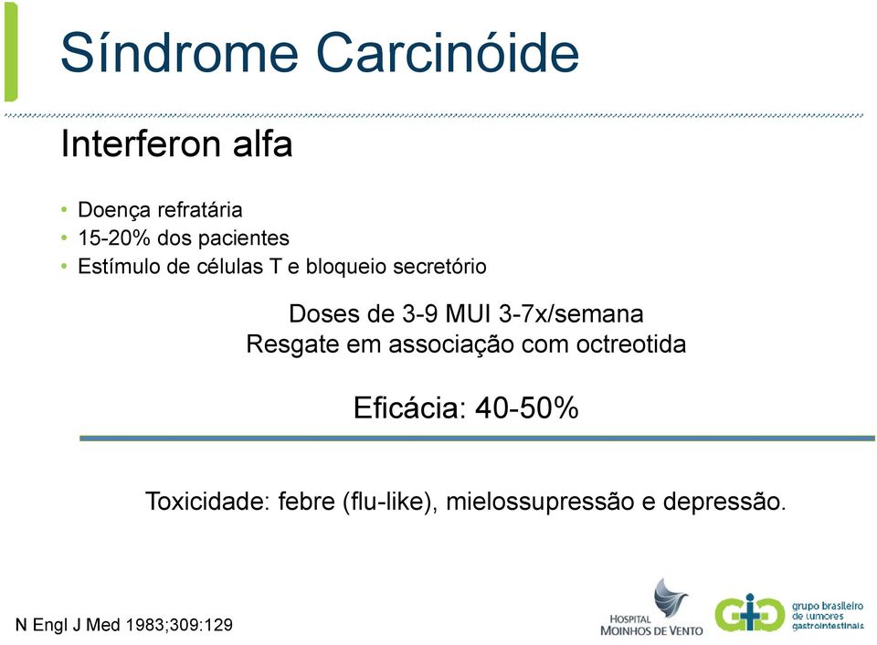 3-7x/semana Resgate em associação com octreotida Eficácia: 40-50%