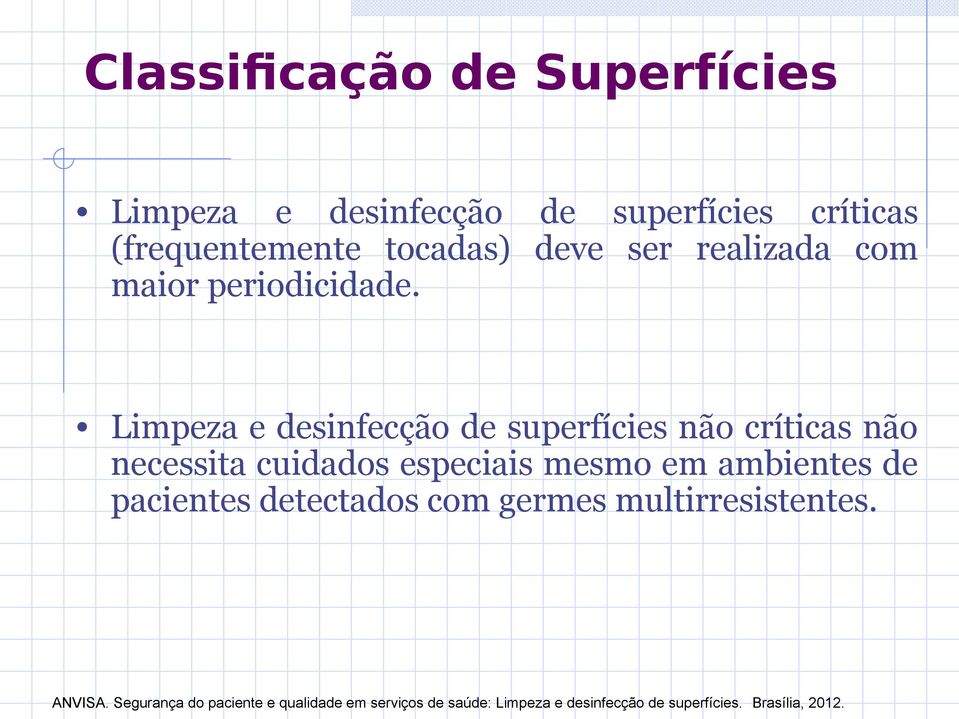 Limpeza e desinfecção de superfícies não críticas não necessita cuidados especiais mesmo em ambientes de