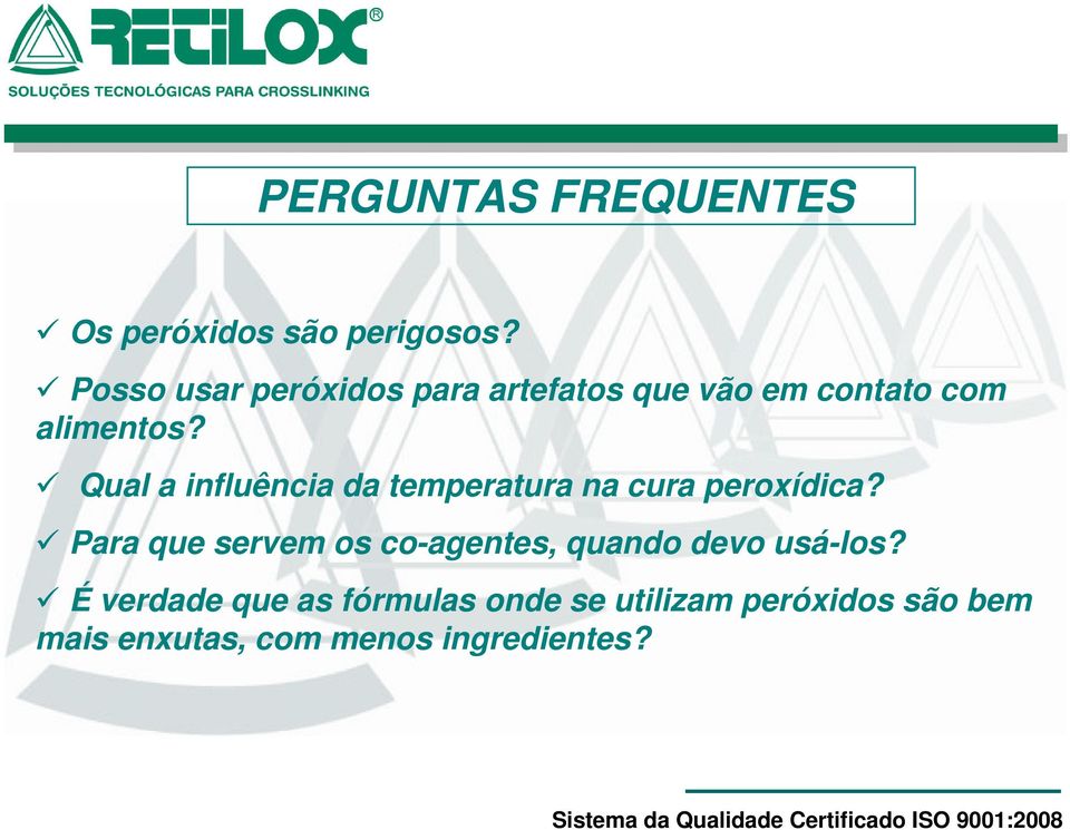 Qual a influência da temperatura na cura peroxídica?