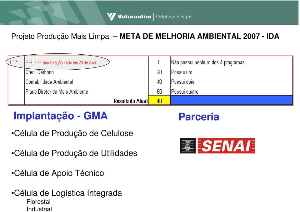 Celulose Parceria Célula de Produção de Utilidades Célula