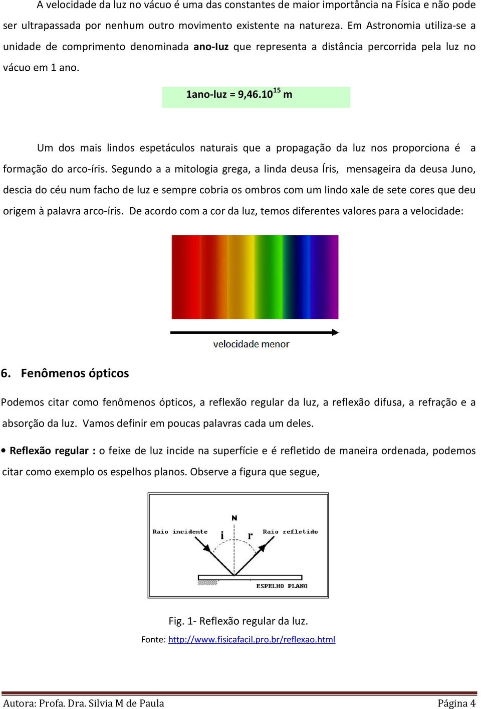 10 15 m Um dos mais lindos espetáculos naturais que a propagação da luz nos proporciona é a formação do arco-íris.