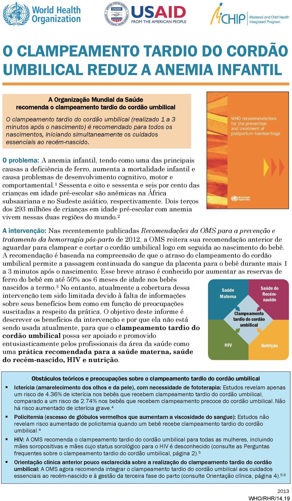 O problema: A anemia infantil, tendo como uma das principais causas a deficiência de ferro, aumenta a mortalidade infantil e causa problemas de desenvolvimento cognitivo, motor e comportamental.