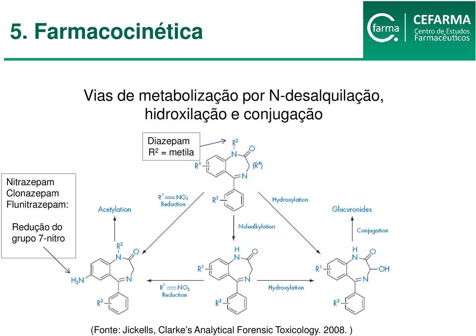 metila Nitrazepam Clonazepam Flunitrazepam: Redução do