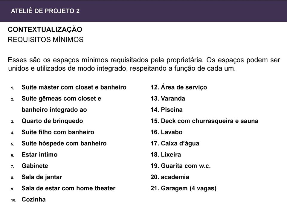 Suíte gêmeas com closet e banheiro integrado ao 3. Quarto de brinquedo 4. Suíte filho com banheiro 5. Suíte hóspede com banheiro 6. Estar íntimo 7. Gabinete 8.