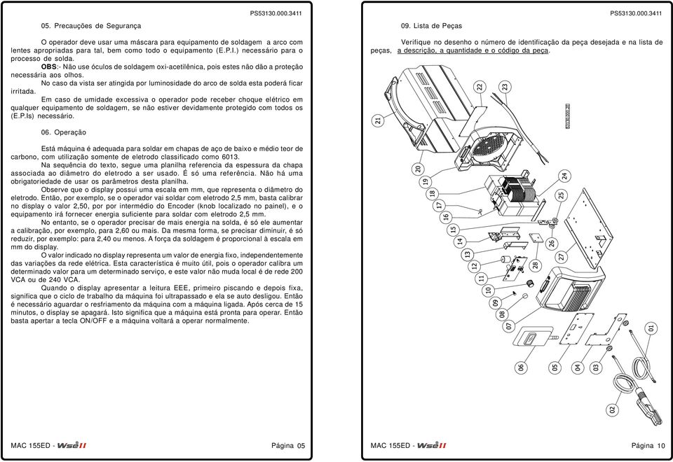 No caso da vista ser atingida por luminosidade do arco de solda esta poderá ficar irritada.