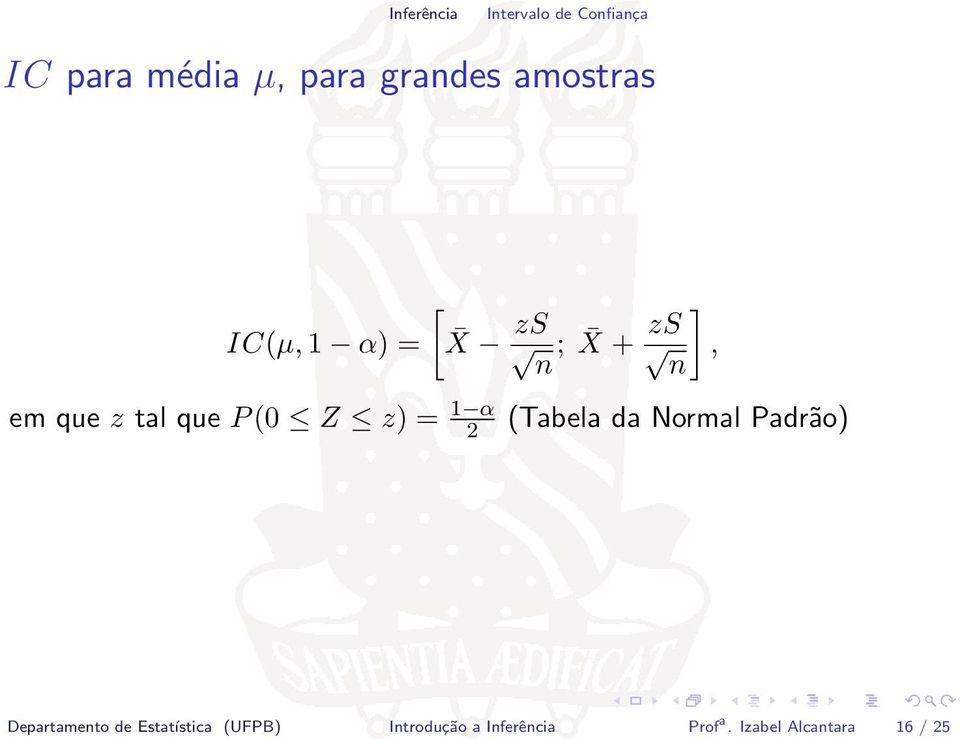 (Tabela da Normal Padrão) Departamento de Estatística