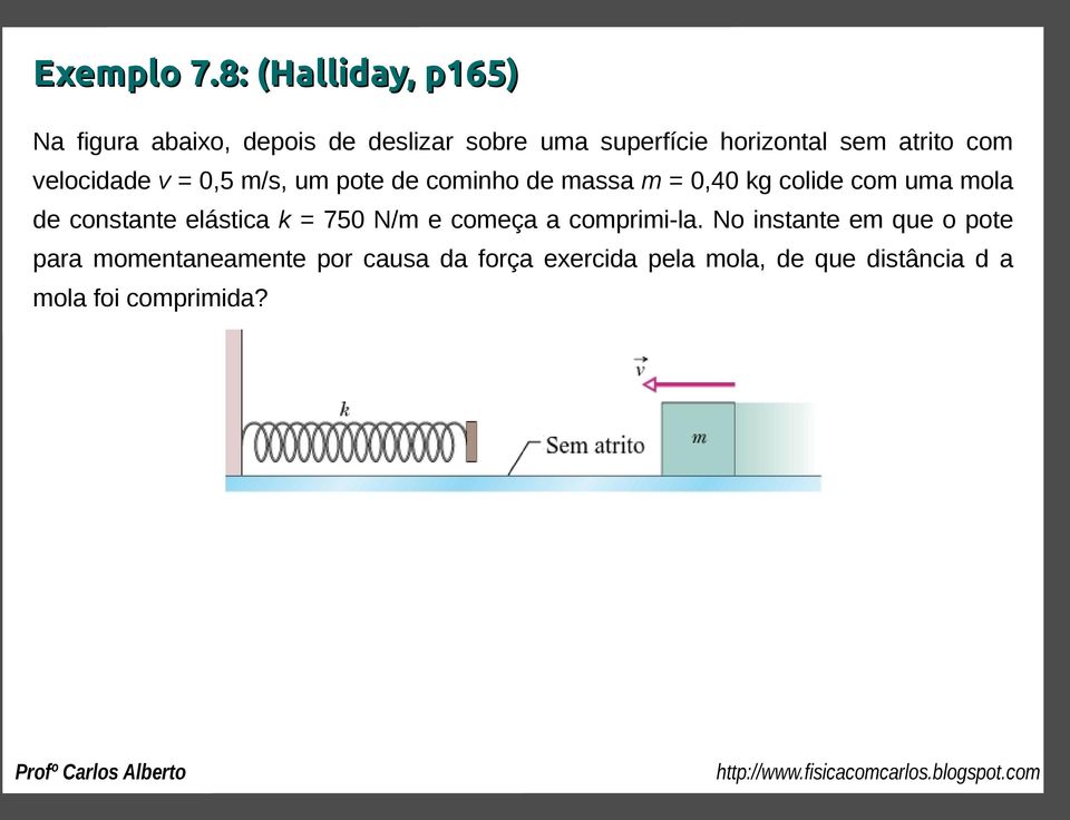 atrito com velocidade v = 0,5 m/s, um pote de cominho de massa m = 0,40 kg colide com uma mola