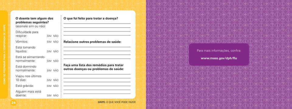 SIM NÃO SIM NÃO SIM NÃO SIM NÃO Viajou nos últimos 10 dias: SIM NÃO Está grávida: Alguém mais está doente: SIM NÃO SIM NÃO O que foi feito para