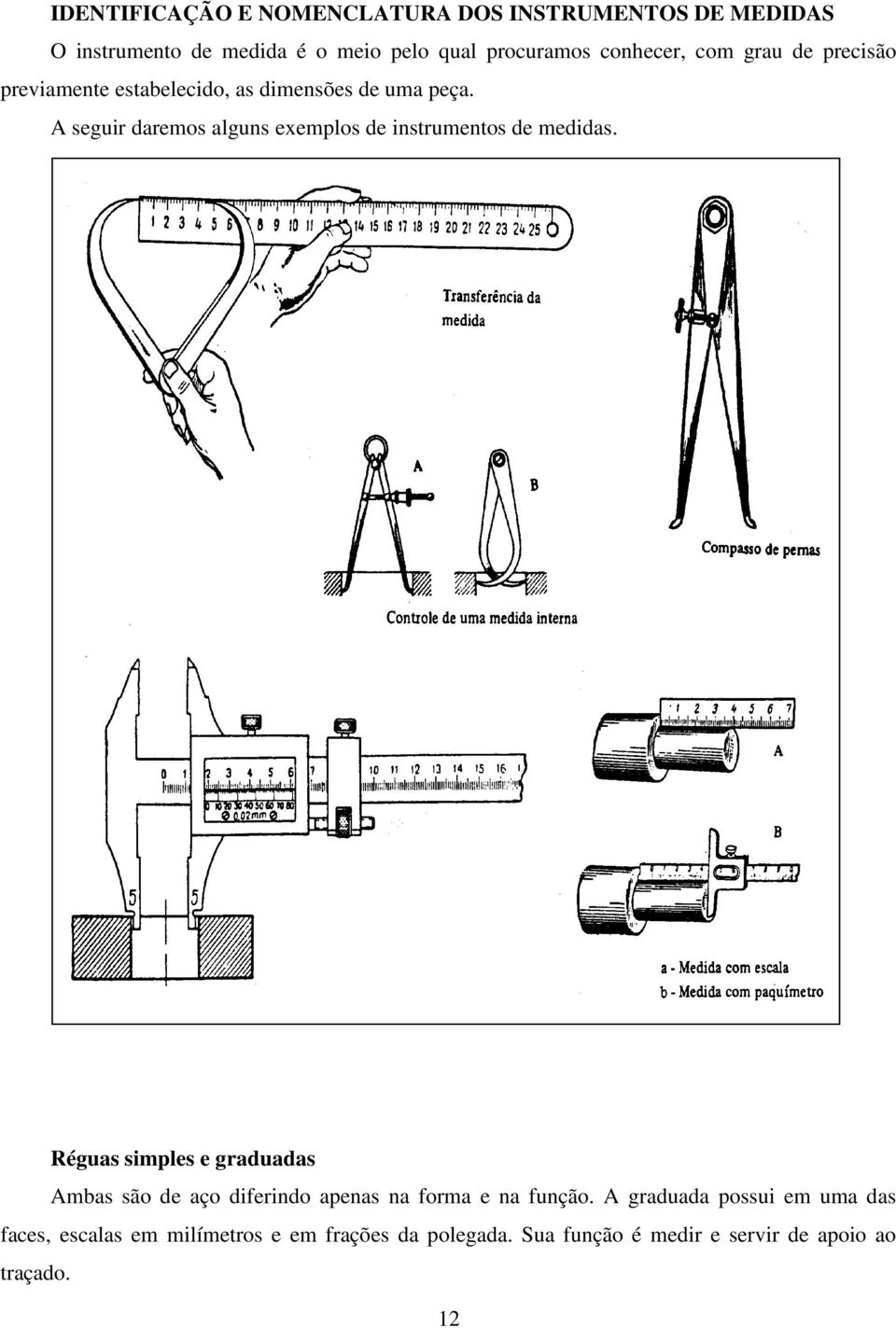 A seguir daremos alguns exemplos de instrumentos de medidas.