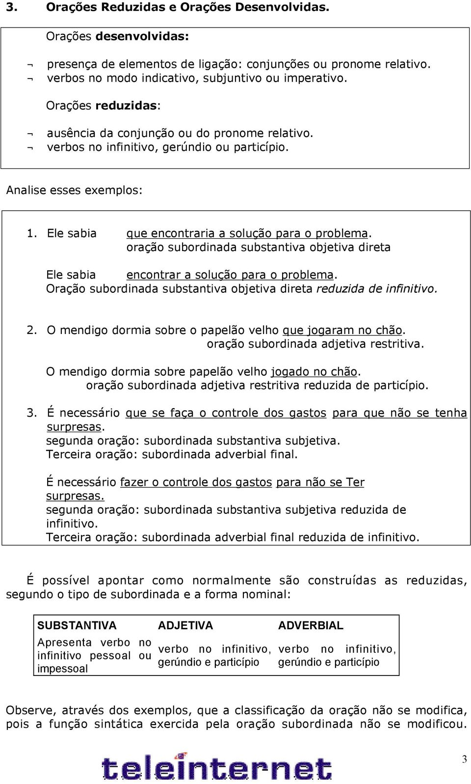 oração subordinada substantiva objetiva direta Ele sabia encontrar a solução para o problema. Oração subordinada substantiva objetiva direta reduzida de infinitivo. 2.