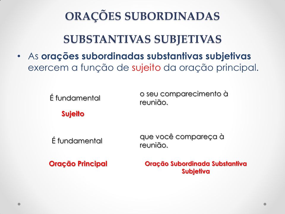 É fundamental Sujeito o seu comparecimento à reunião.