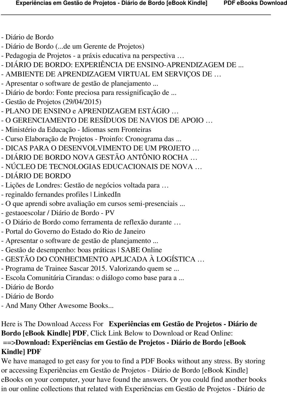 .. - Gestão de Projetos (29/04/2015) - PLANO DE ENSINO e APRENDIZAGEM ESTÁGIO - O GERENCIAMENTO DE RESÍDUOS DE NAVIOS DE APOIO - Ministério da Educação - Idiomas sem Fronteiras - Curso Elaboração de