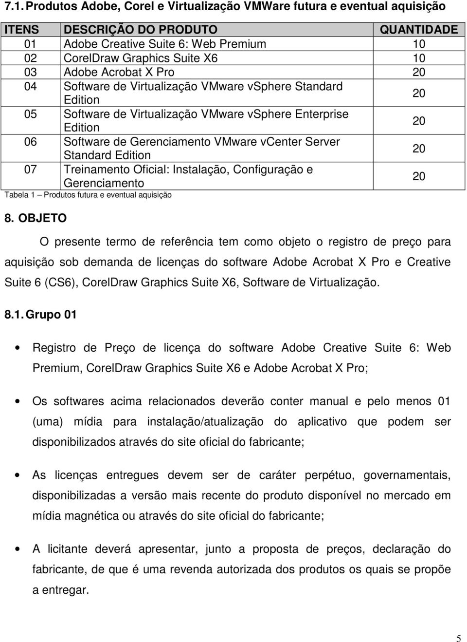 Server Standard Edition 20 07 Treinamento Oficial: Instalação, Configuração e Gerenciamento 20 Tabela 1 Produtos futura e eventual aquisição 8.