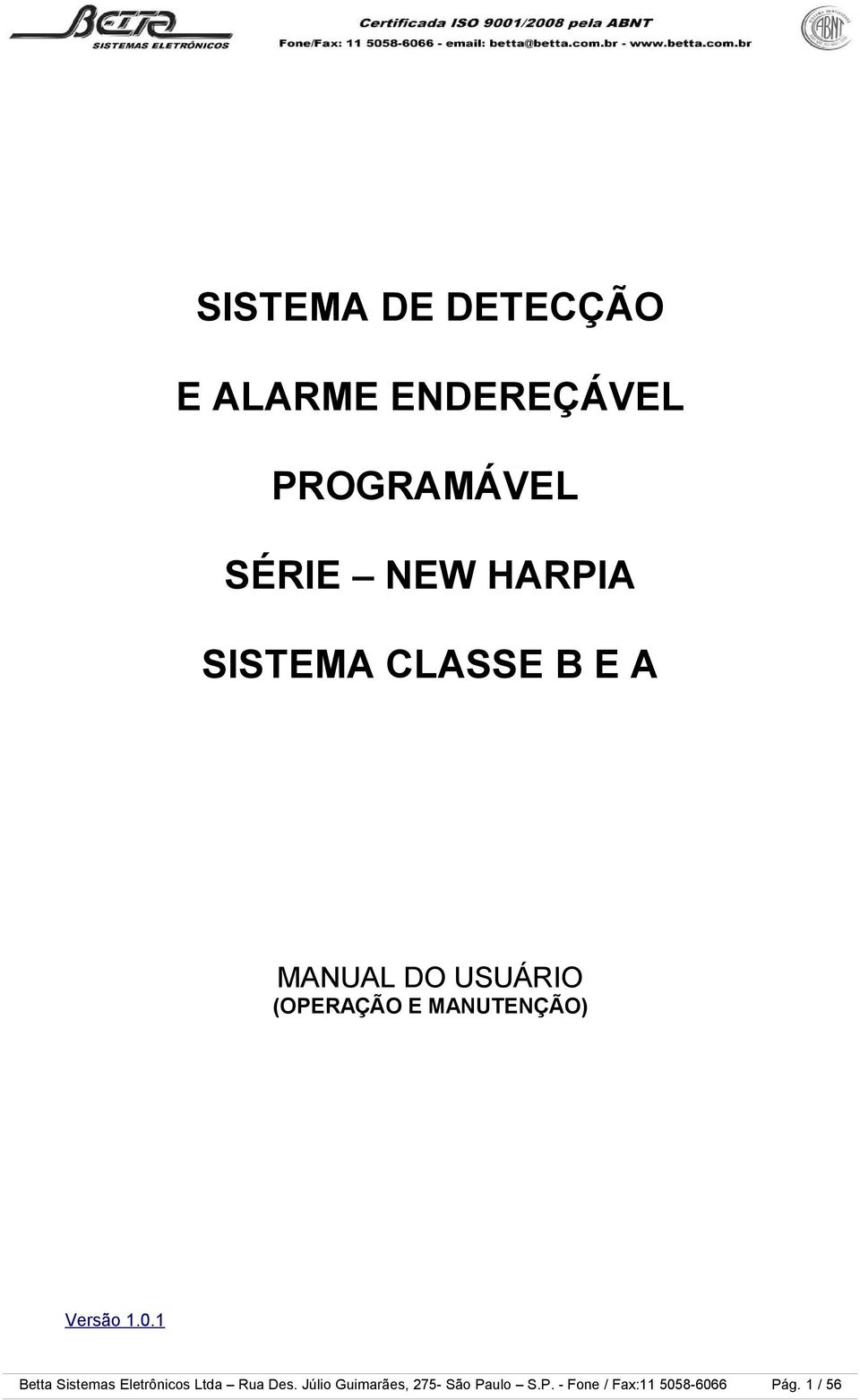 HARPIA SISTEMA CLASSE B E A MANUAL DO