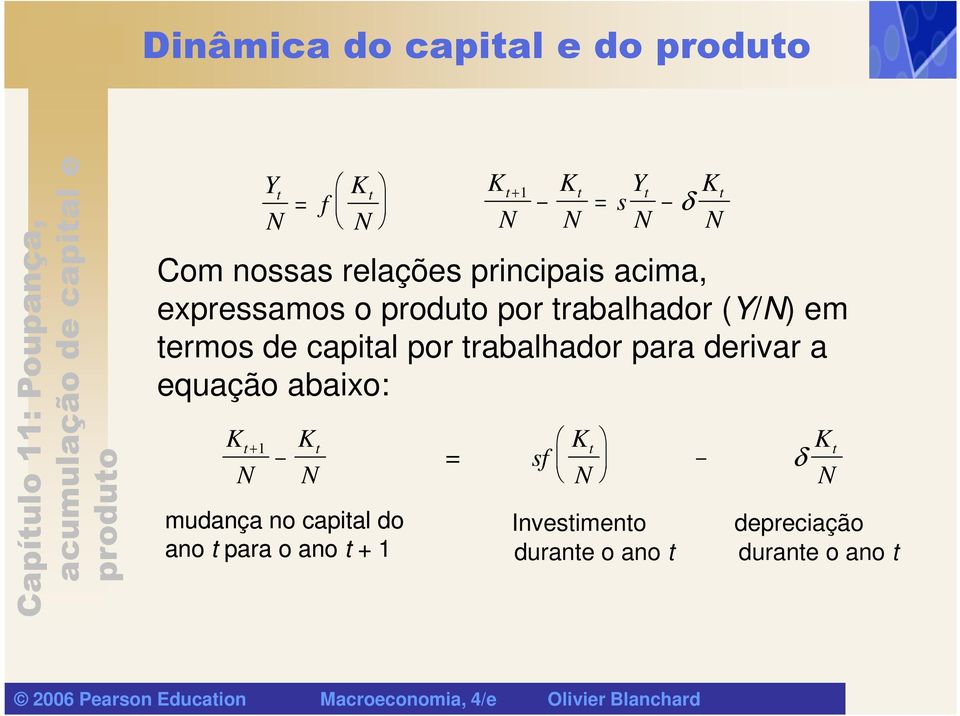 trabalhador para derivar a equação abaixo: δ t + 1 t t t mudança no capital do