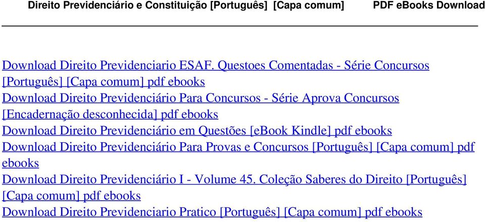 desconhecida] pdf ebooks Download Direito Previdenciário em Questões [ebook Kindle] pdf ebooks Download Direito Previdenciário Para Provas e Concursos [Português] [Capa