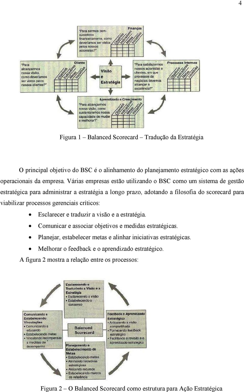 processos gerenciais críticos: Esclarecer e traduzir a visão e a estratégia. Comunicar e associar objetivos e medidas estratégicas.