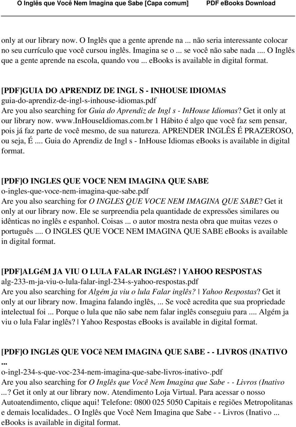 pdf Are you also searching for Guia do Aprendiz de Ingl s - InHouse Idiomas? Get it only at our library now. www.inhouseidiomas.com.