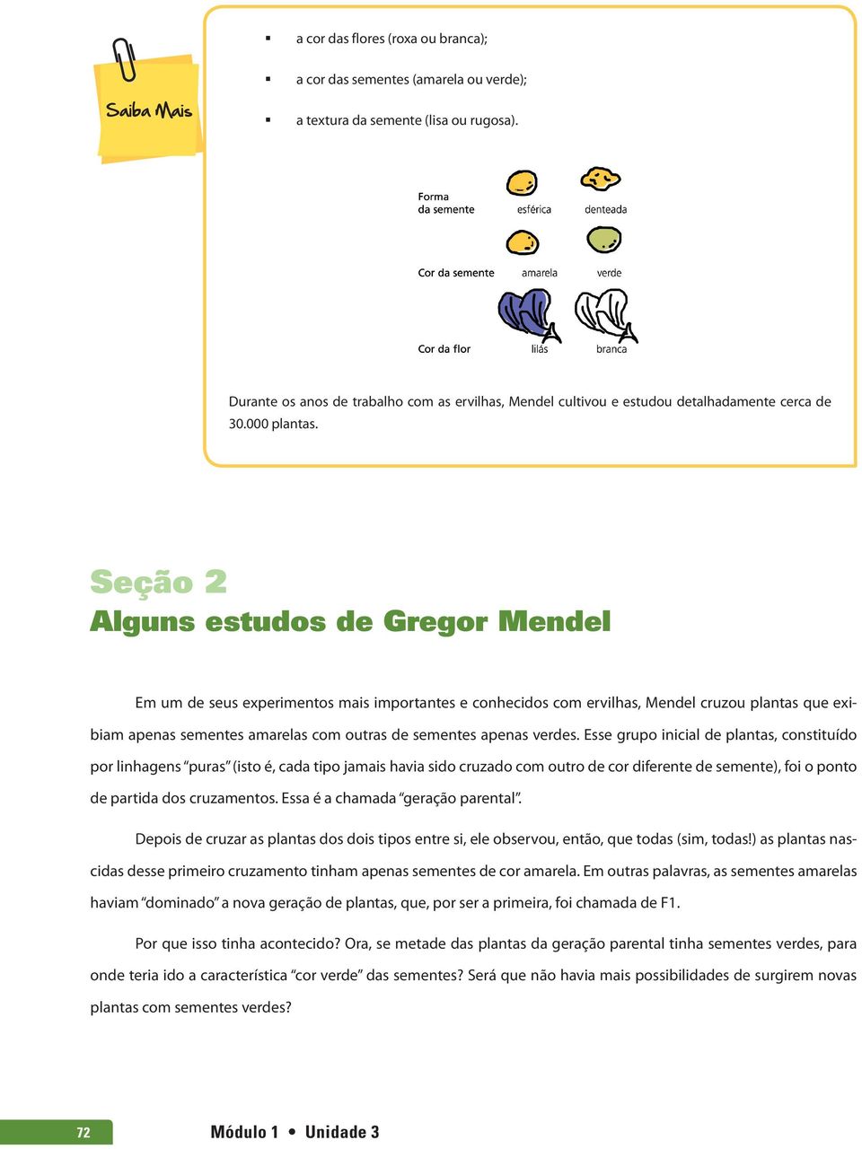 Seção 2 Alguns estudos de Gregor Mendel Em um de seus experimentos mais importantes e conhecidos com ervilhas, Mendel cruzou plantas que exibiam apenas sementes amarelas com outras de sementes apenas