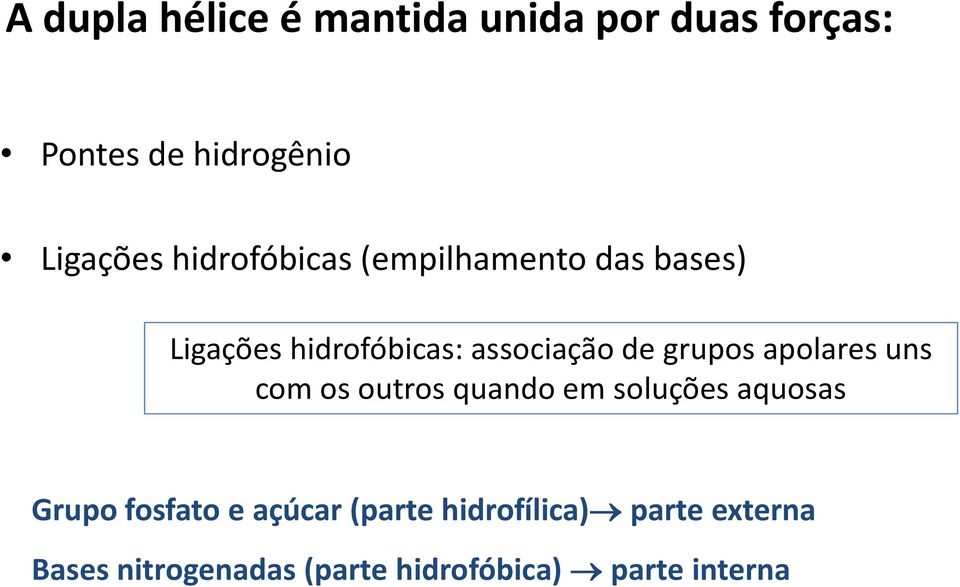 grupos apolares uns com os outros quando em soluções aquosas Grupo fosfato e