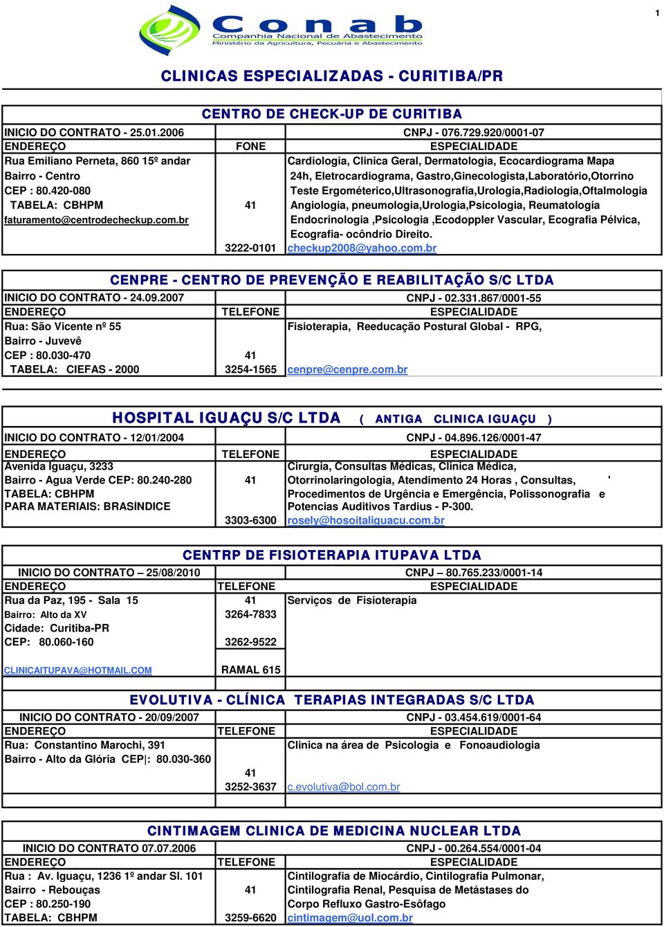 920/0001-07 Cardiologia, Clinica Geral, Dermatologia, Ecocardiograma Mapa 24h, Eletrocardiograma, Gastro,Ginecologista,Laboratório,Otorrino Teste