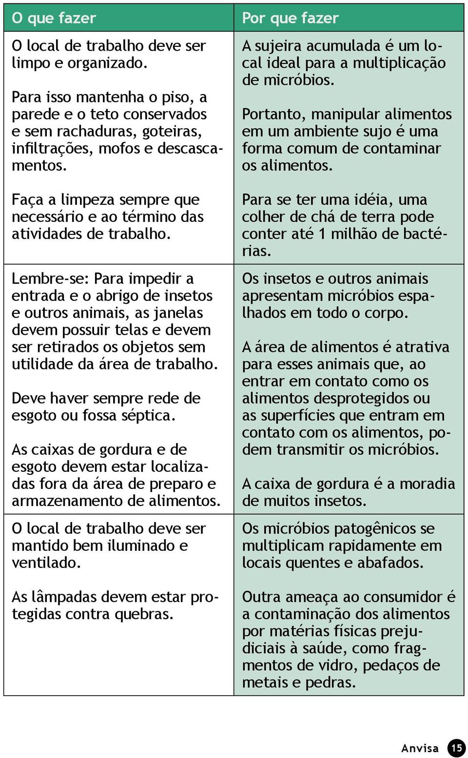 Lembre-se: Para impedir a entrada e o abrigo de insetos e outros animais, as janelas devem possuir telas e devem ser retirados os objetos sem utilidade da área de trabalho.