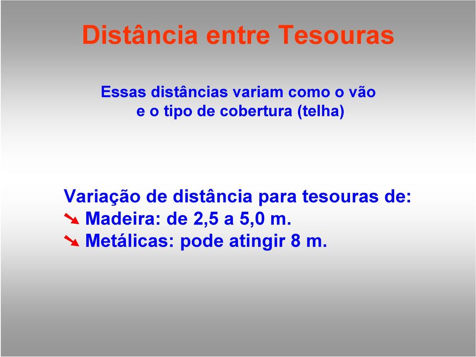 (telha) Variação de distância para tesouras