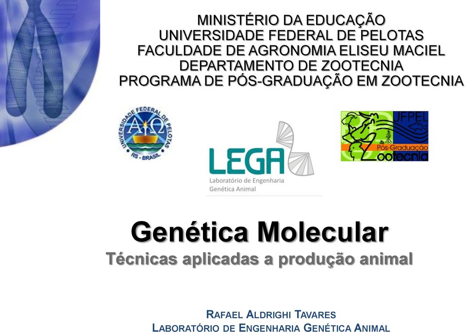 PÓS-GRADUAÇÃO EM ZOOTECNIA Genética Molecular Técnicas aplicadas a