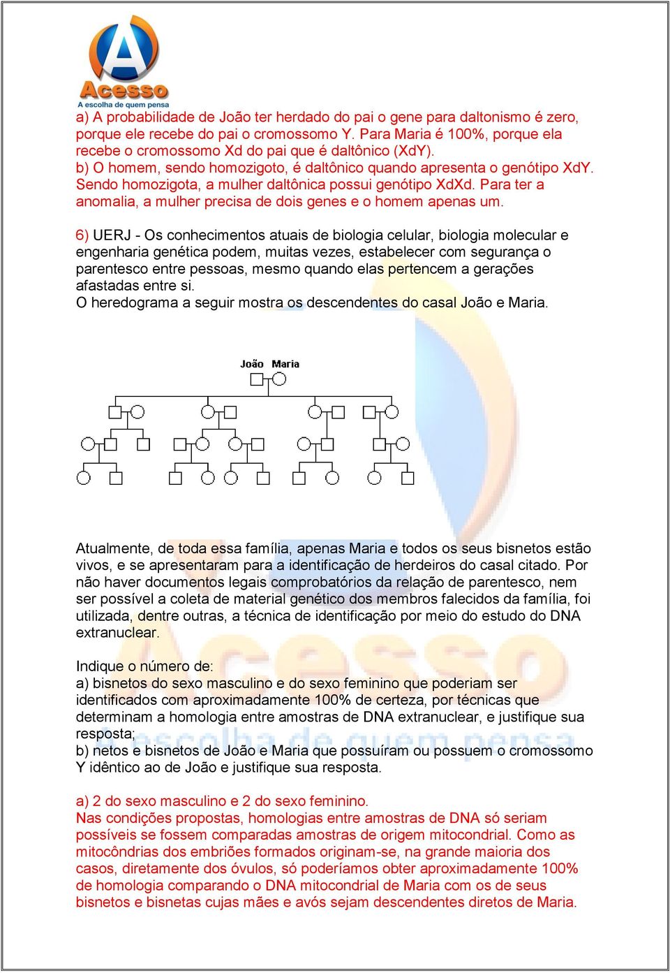 Para ter a anomalia, a mulher precisa de dois genes e o homem apenas um.