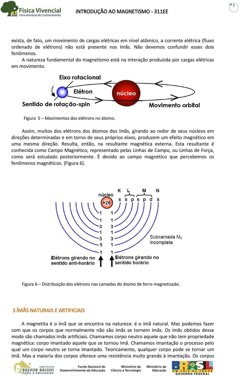 núcleo Movimento orbital Assim, muitos dos elétrons dos átomos dos ímãs, girando ao redor de seus núcleos em direções determinadas e em torno de seus próprios eixos, produzem um efeito magnético em