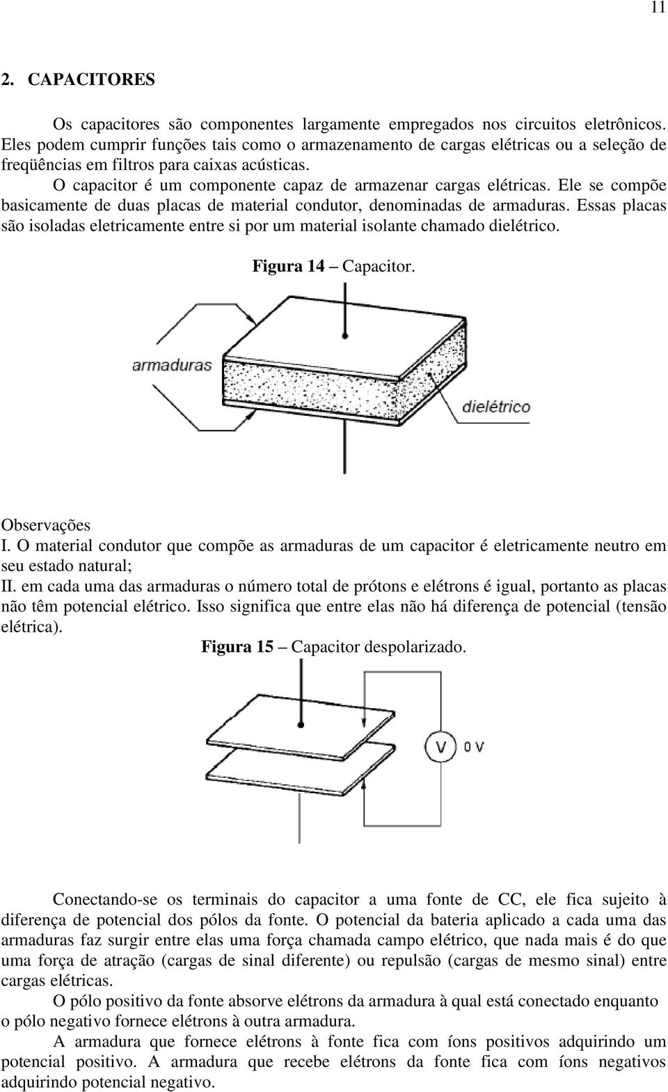 Ele se compõe basicamente de duas placas de material condutor, denominadas de armaduras. Essas placas são isoladas eletricamente entre si por um material isolante chamado dielétrico.