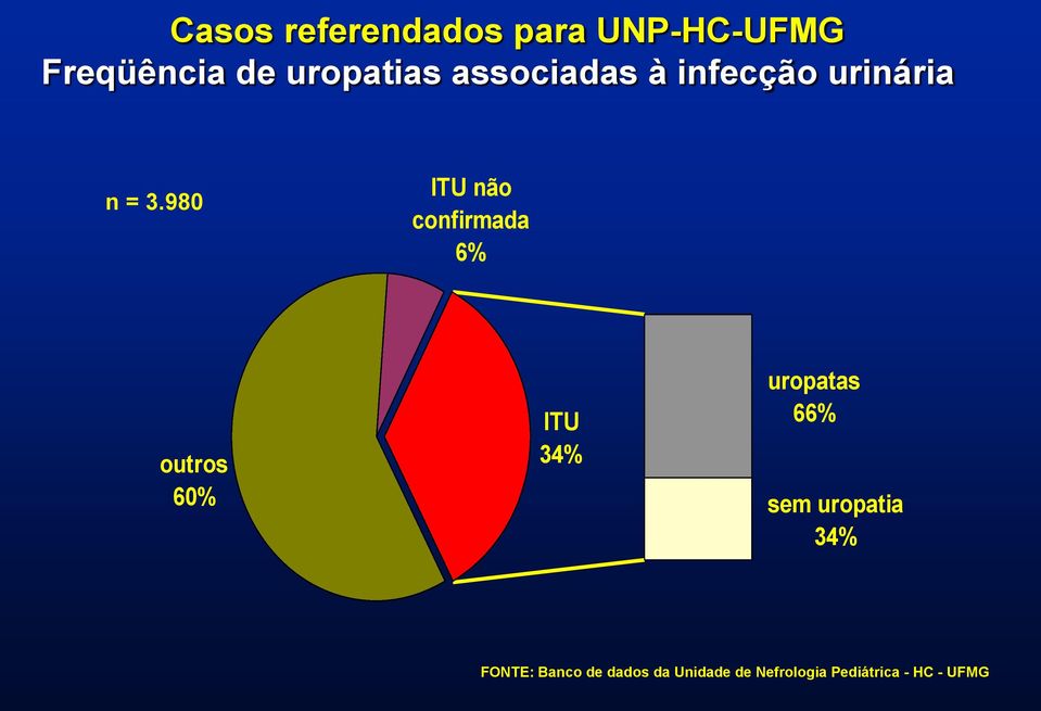 980 ITU não confirmada 6% outros 60% ITU 34% uropatas 66%