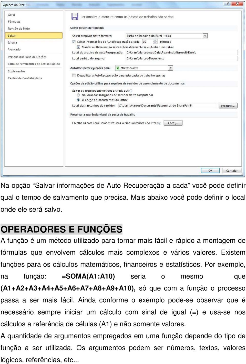 Existem funções para os cálculos matemáticos, financeiros e estatísticos.