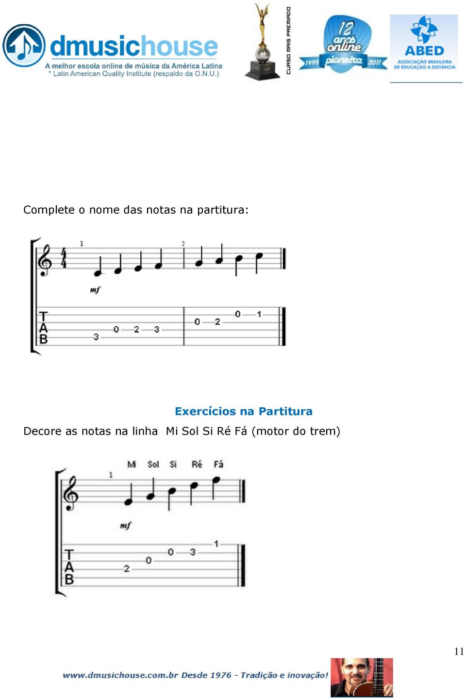 Partitura Decore as notas na