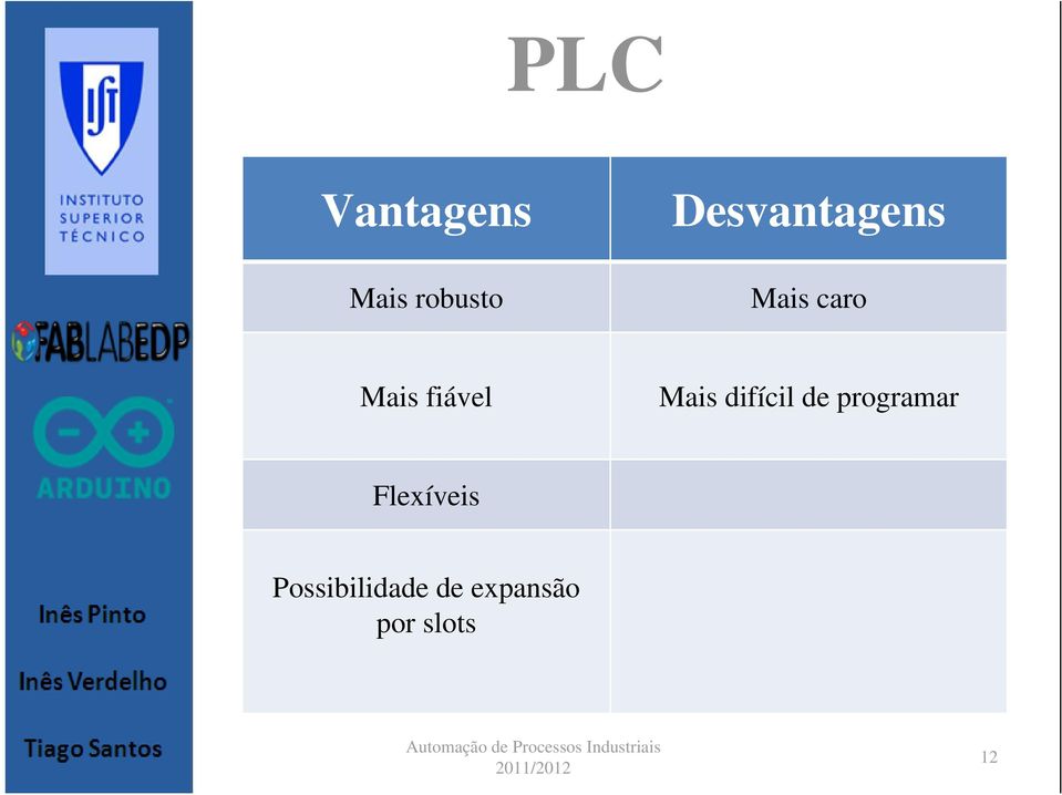 fiável Mais difícil de programar