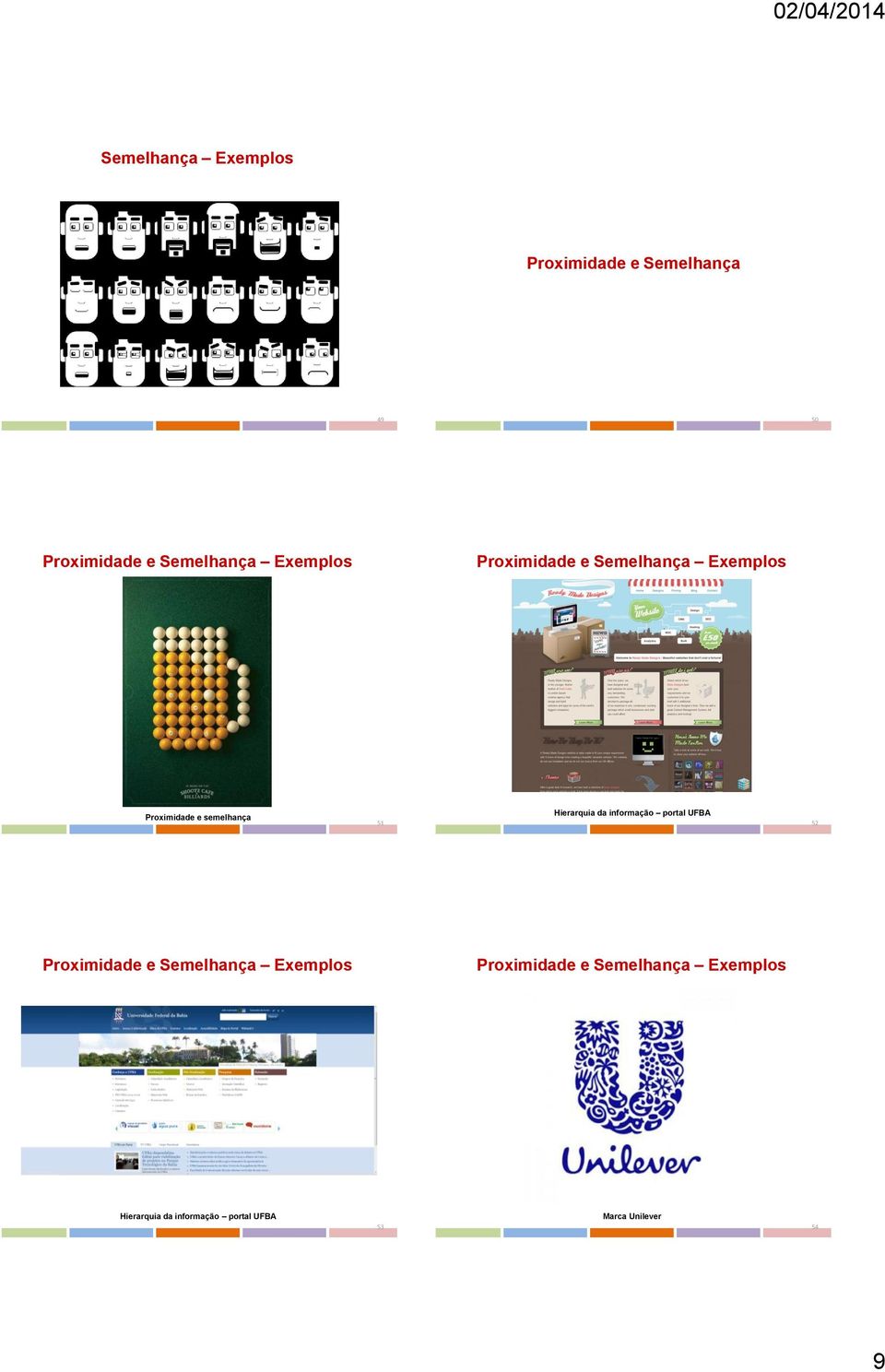 Hierarquia da informação portal UFBA 52 Proximidade e Semelhança Exemplos