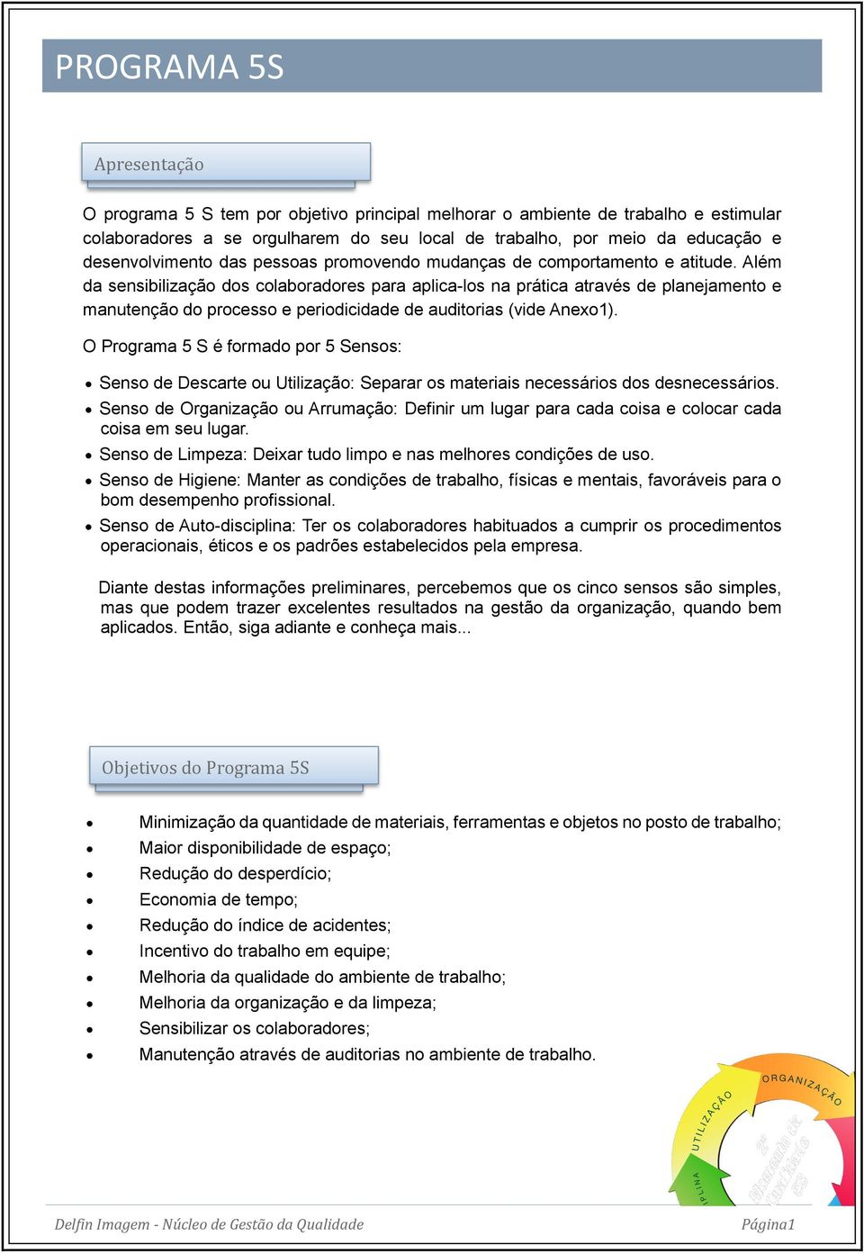 Além da sensibilização dos colaboradores para aplica-los na prática através de planejamento e manutenção do processo e periodicidade de auditorias (vide Anexo1).