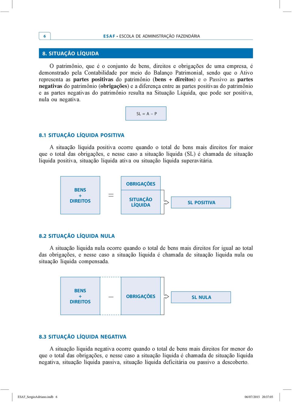 negativasobrigações SL = A P 8.