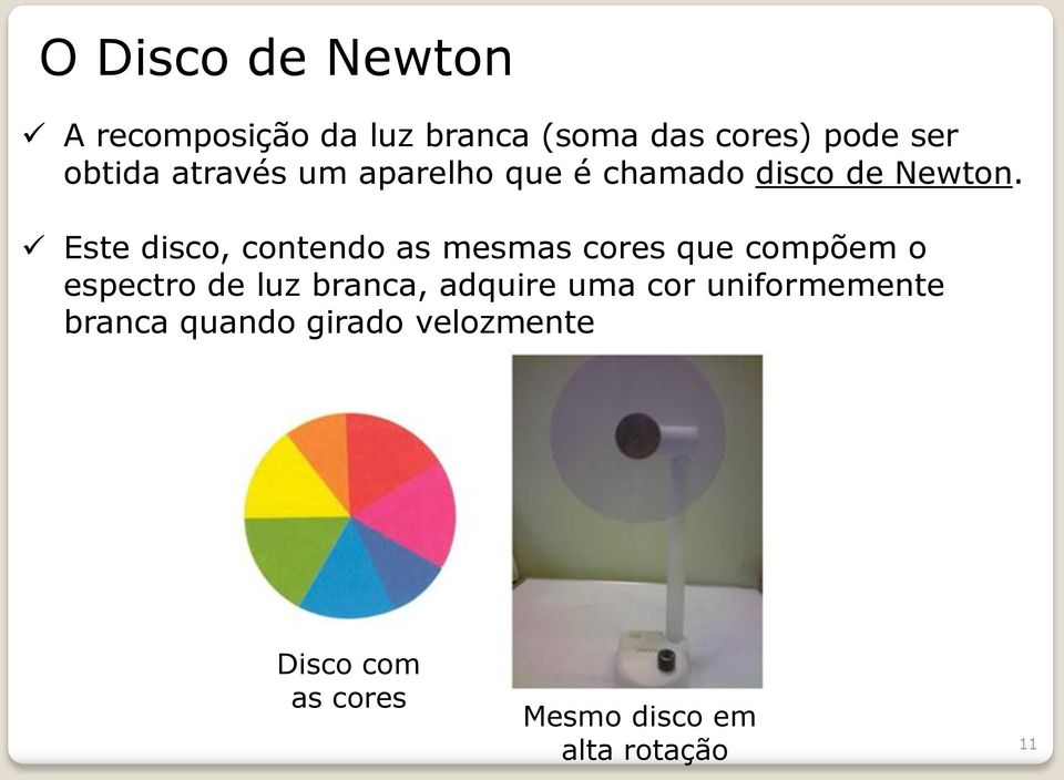 Este disco, contendo as mesmas cores que compõem o espectro de luz branca,