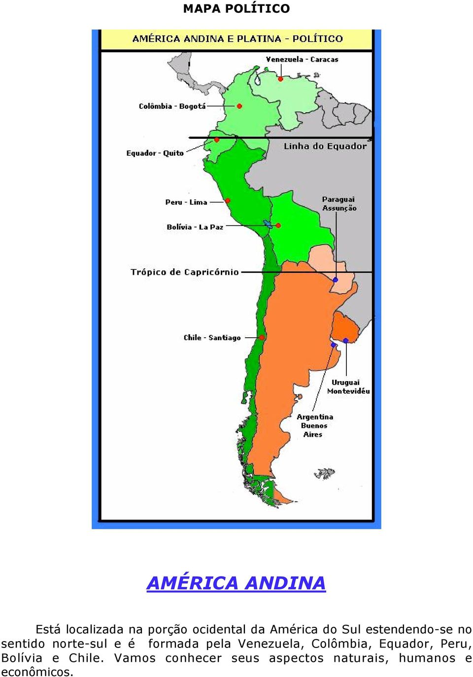 norte-sul e é formada pela Venezuela, Colômbia, Equador,