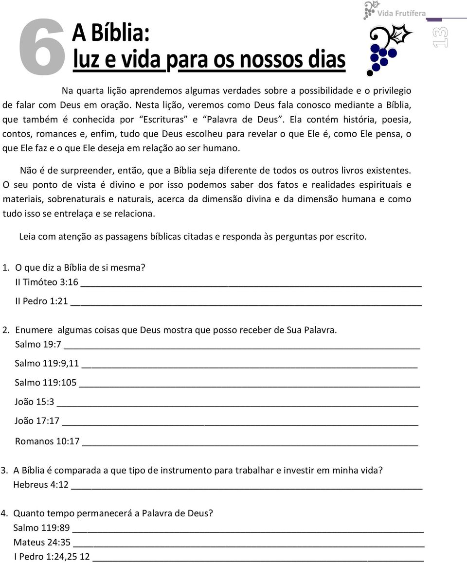 Ela contém história, poesia, contos, romances e, enfim, tudo que Deus escolheu para revelar o que Ele é, como Ele pensa, o que Ele faz e o que Ele deseja em relação ao ser humano.