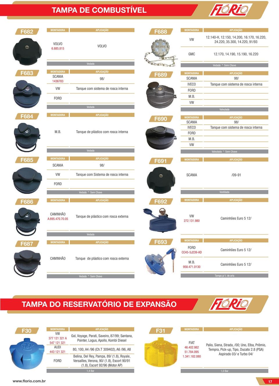 98/ IVECO Tanque com sistema de rosca interna Valvulada * Sem Chave F685 SCANIA 98/ F691 Tanque com Sistema de rosca interna * Sem Chave SCANIA /09-91 Ventilada F686 F692 CAMINHÃO A.695.470.