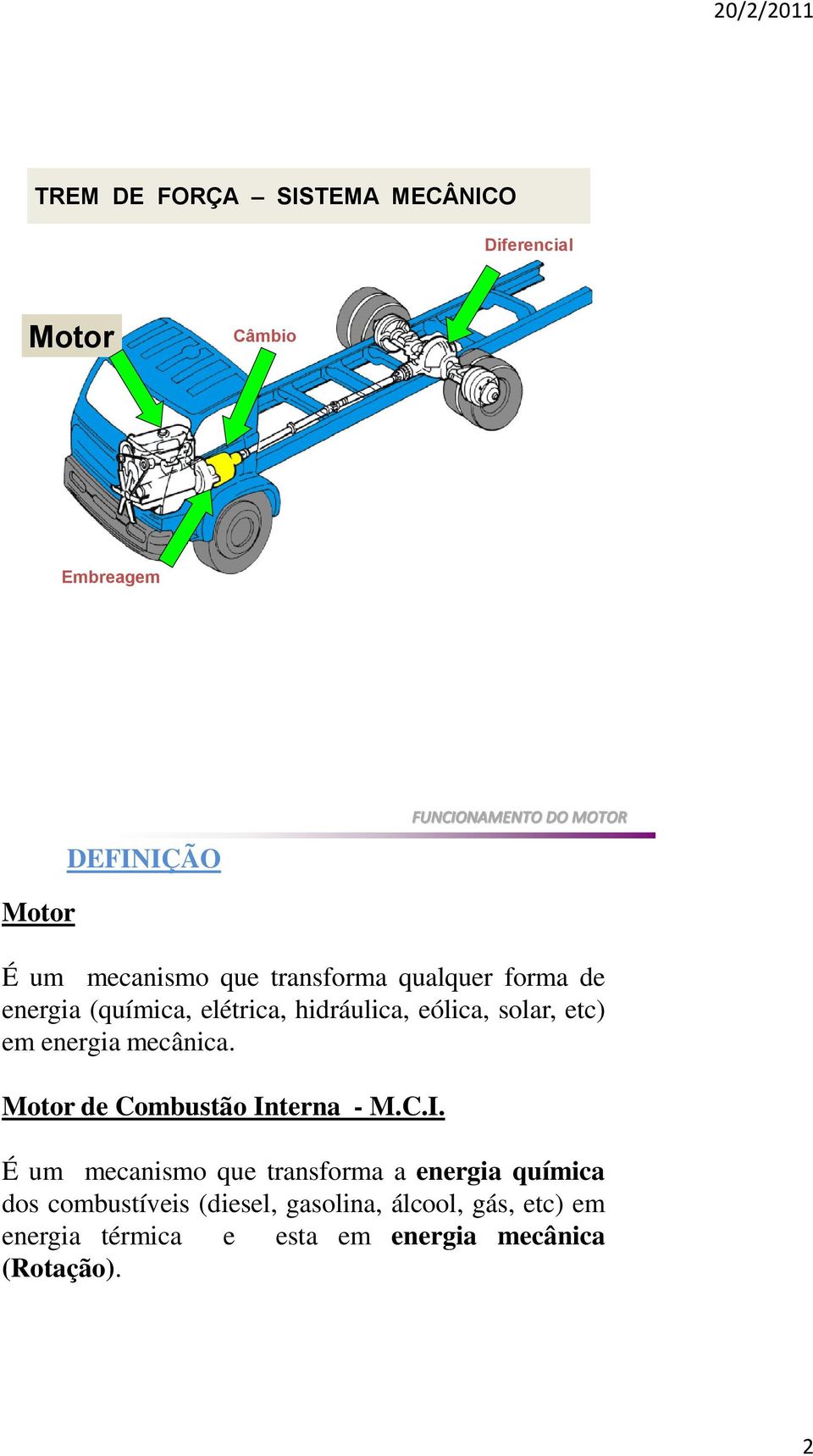 em energia mecânica. Motor de Combustão In